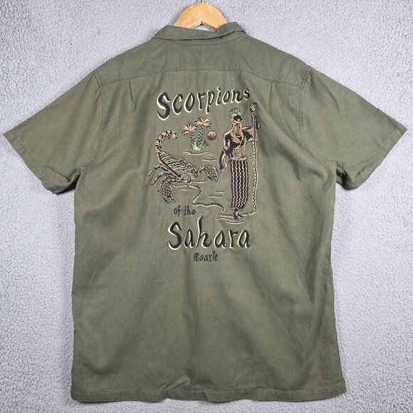 Roark Shirt Mens Size XL Olive Scorpion Of The Sahara Button Down Camp Collar - Picture 6 of 11